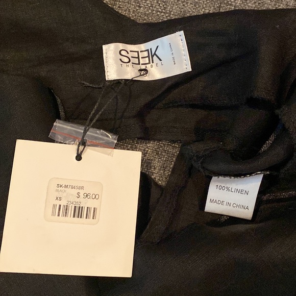 SEEK The Label Black Linen Crop Tank Top with Buttons - Picture 9 of 9